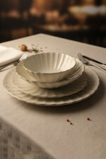 Porreal Porselen 6 Kişilik 24 Parça Gold File Detaylı Yemek Takımı - Görsel 2