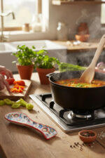 El Yapımı Kırmızı Çini Kabartmalı Kaşıklık - Görsel 5