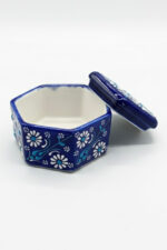 El Yapımı Dekoratif Çini Altıgen Mücevher Kutusu - Görsel 2