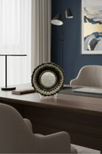 El İşi Gümüş ve Altın Desenli Ayetel Kürsi Yazılı 30 cm Çini Tabak - Görsel 5