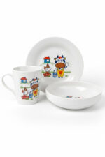 Tulü Porselen 3 Parça Sevimli İnek Desenli Bebek ve Çocuk Yemek Seti - Görsel 6