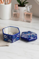 El Yapımı Dekoratif Çini Altıgen Mücevher Kutusu - Görsel 3