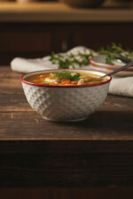 Kırmızı Yıldız Desenli 6'lı Çok Amaçlı Yuvarlak Kase Takımı - Çorba, Meyve, Çerez, Sos ve Kahvaltılık Sunum Seti