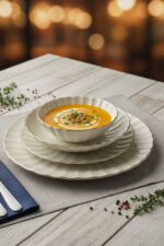 Porreal Porselen 6 Kişilik 24 Parça Gold File Detaylı Yemek Takımı - Görsel 6