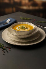 Porreal Porselen 6 Kişilik 24 Parça Gold File Detaylı Yemek Takımı - Görsel 8