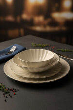 Porreal Porselen 6 Kişilik 24 Parça Gold File Detaylı Yemek Takımı - Görsel 7