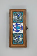 El Yapımı Çini Karo Baskılı Ahşap Tespih Kutusu (5x15cm) - Görsel 2