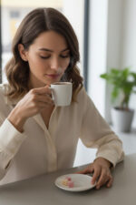 Tulü Porselen Gold İşlemeli 6 Kişilik 12 Parça Kahve Fincan Takımı - Görsel 3