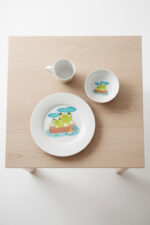 Tulü Porselen 3 Parça Sevimli Kurbağa Desenli Bebek ve Çocuk Yemek Seti - Görsel 2
