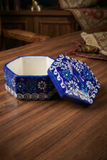 El Yapımı Dekoratif Çini Altıgen Mücevher Kutusu - Görsel 2