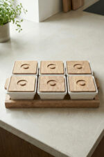 Ahşap Tepsili 6'lı 13 Parça Seramik Kahvaltı Seti - Görsel 5