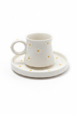 El Yapımı Papatya Desenli 2 Kişilik 4 Parça Seramik Fincan Takımı - Görsel 5