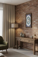 El Yapımı Ahşap Çerçeveli Çini Karo VavElif Yazılı Tablo - Görsel 4