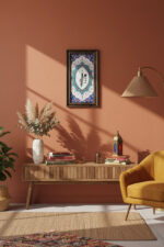 El Yapımı Ahşap Çerçeveli Çini Karo Elif Yazılı Tablo - Görsel 4