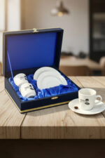 Atatürk Portreli  Kadife Kutulu 2 Kişilik Türk Kahvesi Fincan Takımı