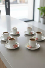 Tulü Porselen Gold İşlemeli 6 Kişilik 12 Parça Kahve Fincan Takımı - Görsel 4