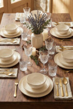 Tulü Porselen Elif Serisi 6 Kişilik 24 Parça Gold File Detaylı Yemek Takımı - Görsel 2