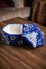 El Yapımı Dekoratif Çini Altıgen Mücevher Kutusu - Görsel 3