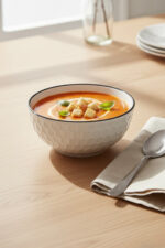 Siyah Petek Desenli 6'lı Çok Amaçlı Yuvarlak Kase Takımı - Çorba, Meyve, Çerez, Sos ve Kahvaltılık Sunum Seti