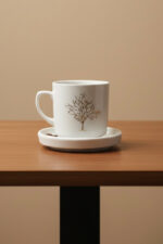 Hayat Ağacı Altın Yaldızlı Kupa Tek Kişilik 2 Parça Kahve Seti - Görsel 3