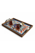 El Yapımı Ahşap Çerçeveli Çini Baskılı Sunum Tepsisi - Görsel 3