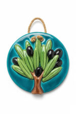 El Yapımı Kabartmalı Zeytin Ağacı Seramik Duvar Süsü (14cm) - Görsel 3