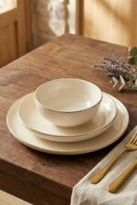 Tulü Porselen Elif Serisi 6 Kişilik 24 Parça Gold File Detaylı Yemek Takımı - Görsel 3