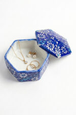 El Yapımı Dekoratif Çini Altıgen Mücevher Kutusu - Görsel 4