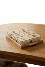 Ahşap Tepsili 6'lı 13 Parça Seramik Kahvaltı Seti