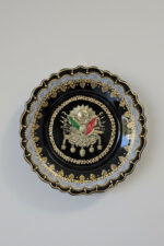 El İşi Gümüş ve Altın Desenli Osmanlı Tuğralı 30 cm Çini Tabak - Görsel 4