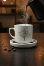 Hayat Ağacı Altın Yaldızlı Kupa Tek Kişilik 2 Parça Kahve Seti - Görsel 4