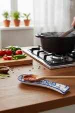 El Yapımı Mavi Çini Kabartmalı Kaşıklık - Görsel 4