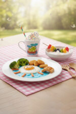 Tulü Porselen 3 Parça Sevimli Kurbağa Desenli Bebek ve Çocuk Yemek Seti - Görsel 3