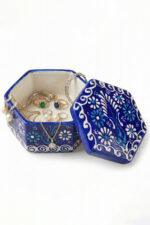 El Yapımı Dekoratif Çini Altıgen Mücevher Kutusu - Görsel 3