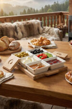 Ahşap Tepsili 6'lı 13 Parça Seramik Kahvaltı Seti - Görsel 4