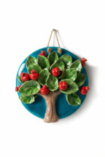 El Yapımı Kabartmalı Nar Ağacı Seramik Duvar Süsü (21cm) - Görsel 2