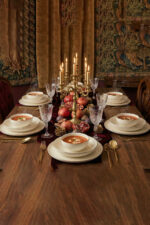 Tulü Porselen Elif Serisi 6 Kişilik 24 Parça Gold File Detaylı Yemek Takımı - Görsel 5