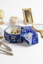 El Yapımı Dekoratif Çini Altıgen Mücevher Kutusu - Görsel 6