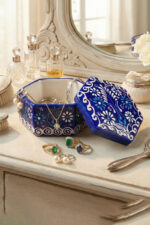 El Yapımı Dekoratif Çini Altıgen Mücevher Kutusu