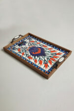 El Yapımı Ahşap Çerçeveli Çini Baskılı Sunum Tepsisi - Görsel 4