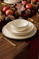 Tulü Porselen Elif Serisi 6 Kişilik 24 Parça Gold File Detaylı Yemek Takımı