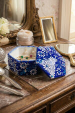 El Yapımı Dekoratif Çini Altıgen Mücevher Kutusu