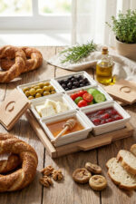 Ahşap Tepsili 6'lı 13 Parça Seramik Kahvaltı Seti - Görsel 2