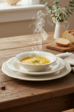 Tulü Porselen Gamze Serisi 6 Kişilik 24 Parça Gold File Detaylı Yemek Takımı