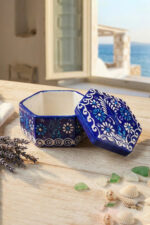 El Yapımı Dekoratif Çini Altıgen Mücevher Kutusu - Görsel 6