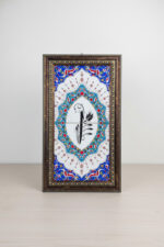 El Yapımı Ahşap Çerçeveli Çini Karo Elif Yazılı Tablo - Görsel 2