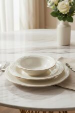 Tulü Porselen Gamze Serisi 6 Kişilik 24 Parça Gold File Detaylı Yemek Takımı - Görsel 2