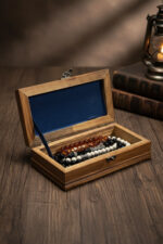 El Yapımı Çini Karo Baskılı Ahşap Tespih Kutusu (5x15cm) - Görsel 3