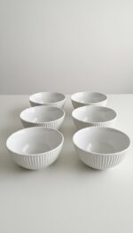 Beyaz Çizgi Desenli 6'lı Çok Amaçlı Yuvarlak Kase Takımı - Çorba, Meyve, Çerez, Sos ve Kahvaltılık Sunum Seti - Görsel 3