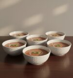 Beyaz Yıldız Desenli 6'lı Çok Amaçlı Yuvarlak Kase Takımı - Çorba, Meyve, Çerez, Sos ve Kahvaltılık Sunum Seti - Görsel 4